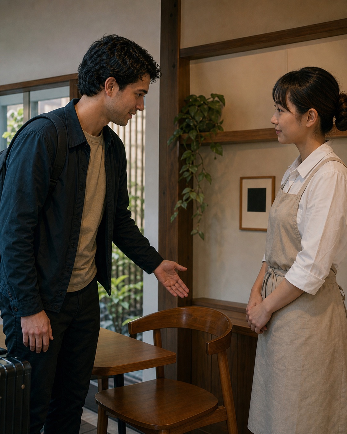 Pessoa no Japão pedindo permissão em uma situação cotidiana